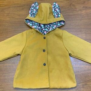 EUC Girls Adorable Spring Bunny Pea Coat w/ Floral Liner